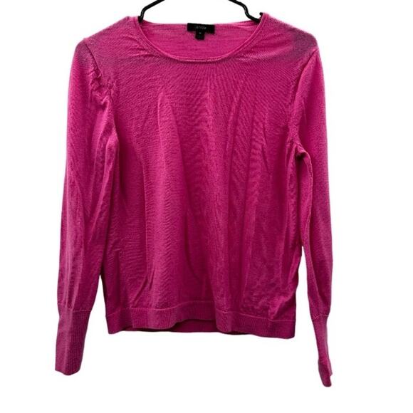 J. Crew Pink 100% Merino Wool‎ Long Sleeve Pullover Sweater Size M - Picture 1 of 9